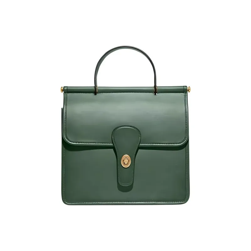 COACH Willis Solid Color Cow Leather Handbag, Shoulder Bag, Crossbody Bag Tubas Women's Grass Green-0