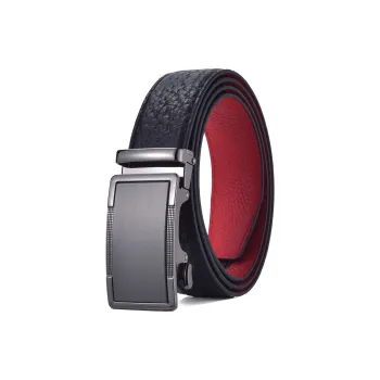 Old Man's Head Top Grain Cow Leather Leather Belts Men's Black On The Outside Red On The Inside Width  3.5cm