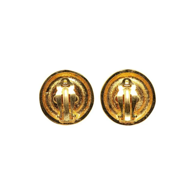 CHANEL 20th Century Plated Gemstone Clip On Earring Costume Earrings-1