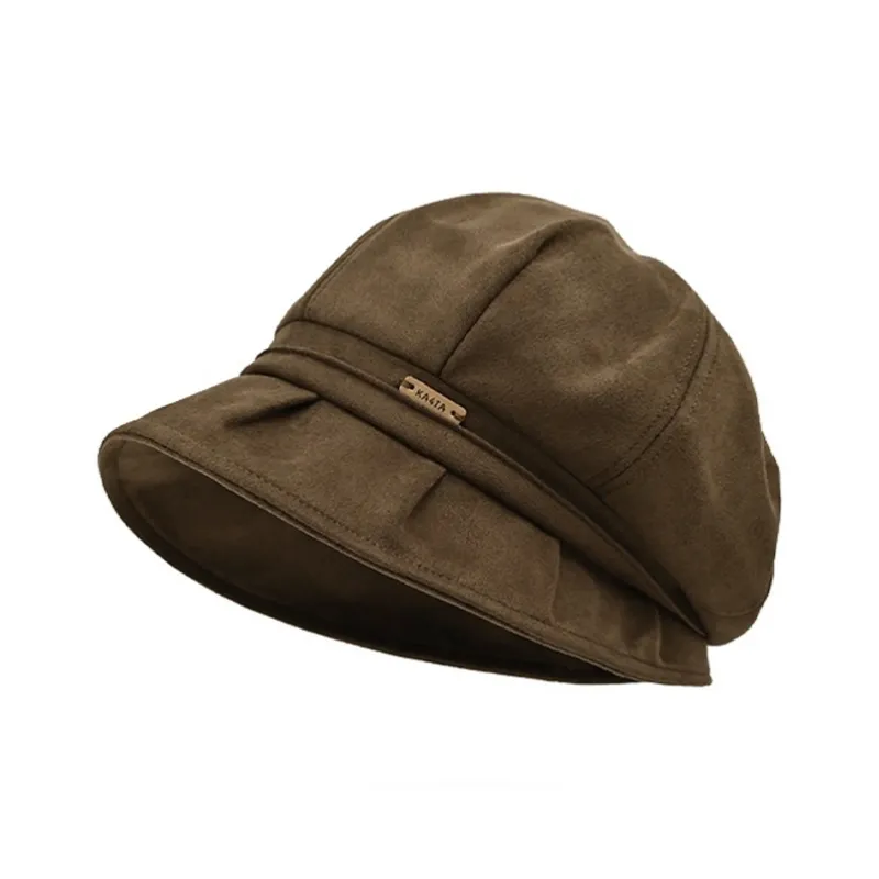NAME.S Suede Gathered Hat Women's Khaki-2