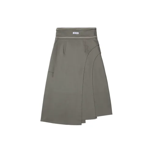 JIKOO Casual Long Skirts Women's Army Green