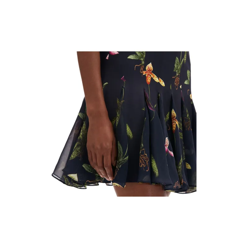 Oscar De La Renta Orchid Cady inset Mini Dress-4