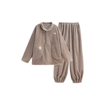 Same Language Pajama Set Men's Red Bean Color