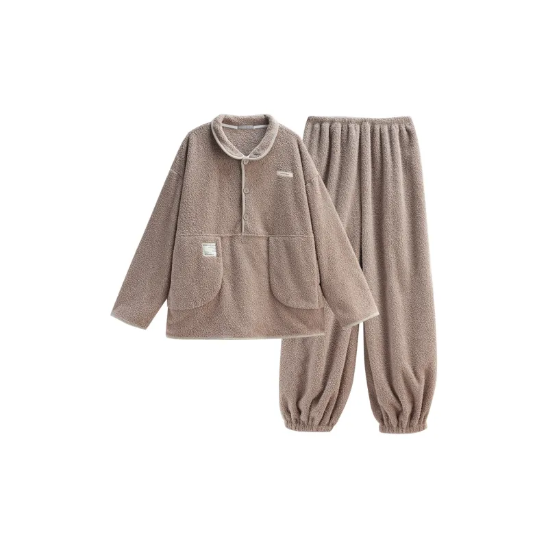 Same Language Pajama Set Men's Red Bean Color-0