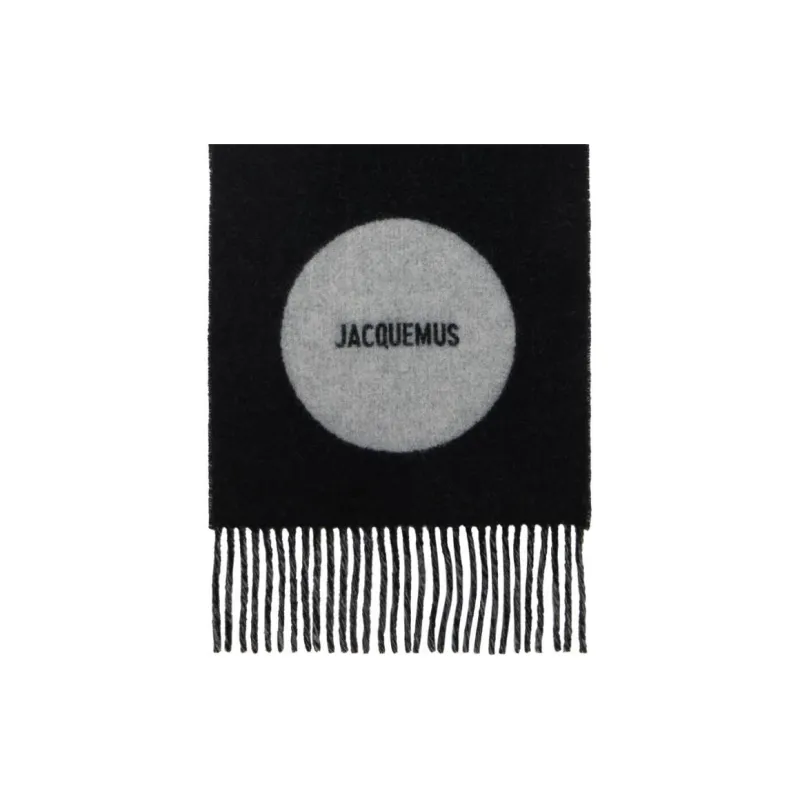 Jacquemus Virgin Wool Knit Scarves Men's Black-2