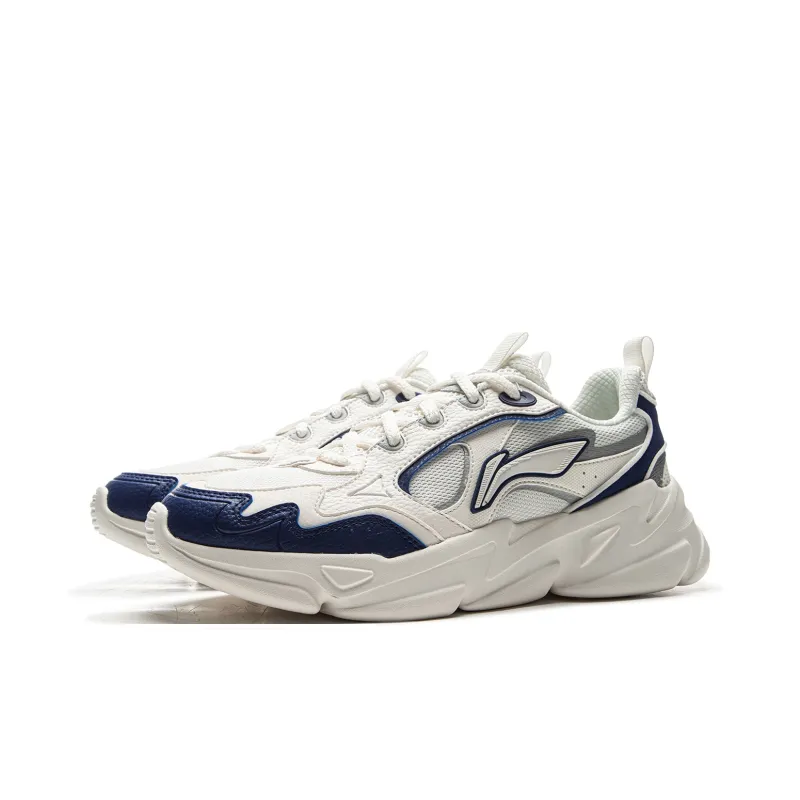 LiNing Clouds Cushioning Anti Slip And Wear Resistant Support Low Top Chunky Sneakers Men's White Blue-2