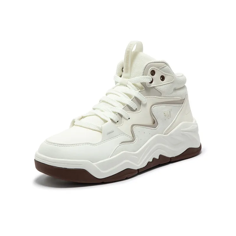 361° Anti Slip Wear Resistant High Top Skateboard Shoes Men's Feather White-1