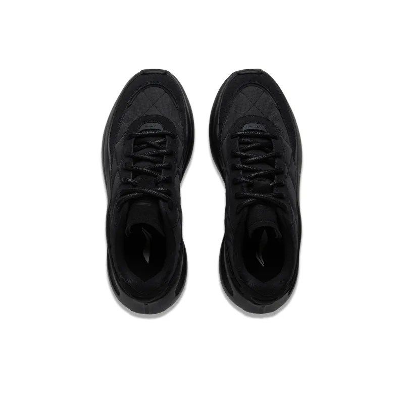 LiNing Cloud Wave Lace Cushioned Anti Slip And Wear Resistant Lightweight Low Top Casual Shoes Men's Black-3