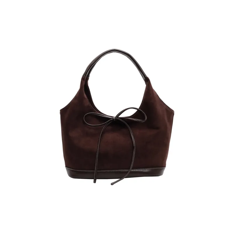 Morellybear Leather Velvet Shoulder Bag Women's Coffee/Brown/Khaki-0
