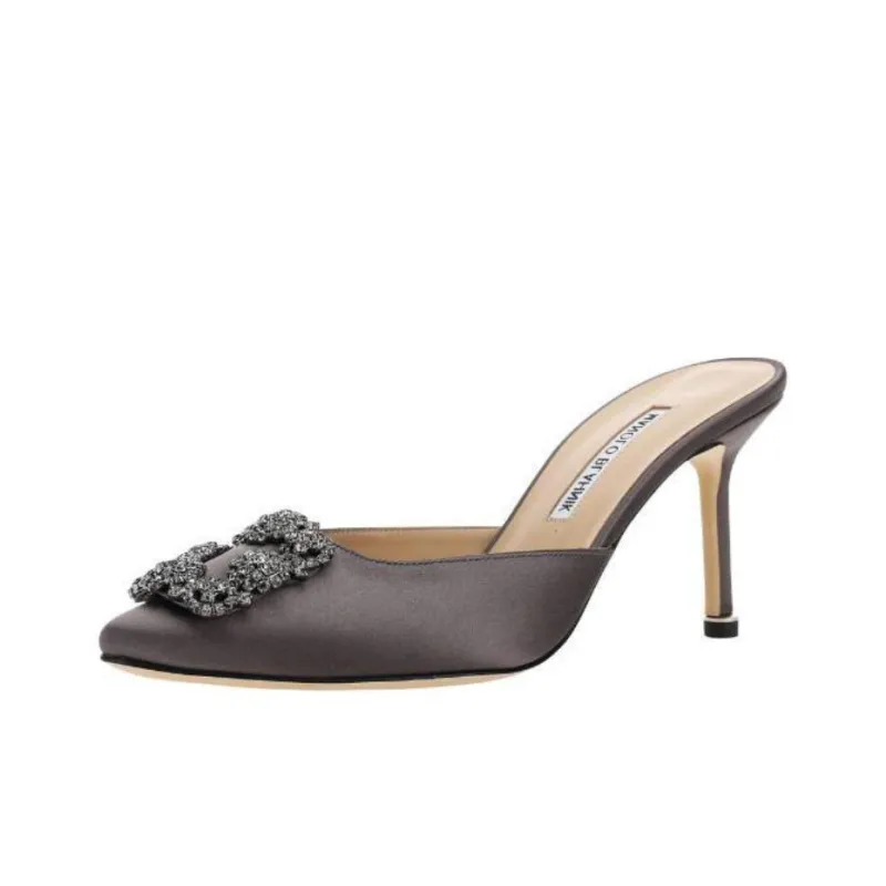 MANOLO BLAHNIK Closed Toe Slippers Women's Gray-2
