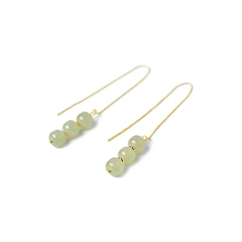 Tokai Family Earrings Pale Greenish White Jade Unisex-15