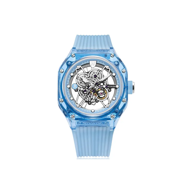 NIVADA Automatic Mechanical Movement Men's Watches Watch Cut-Out Dial Silicone Strap-5