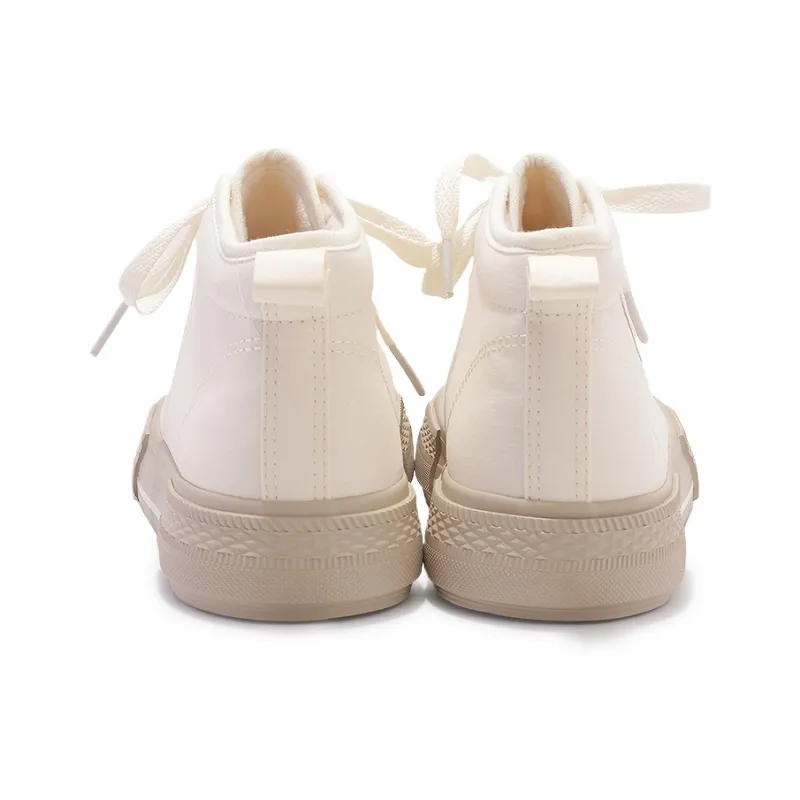 SNXR Non slip Wear resistant Shock Absorption High Top Canvas Shoes Women's Beige-5