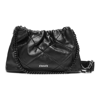 Staccato Sheepskin Crossbody Bag Medium Size Women's Modern Black/Elegant Gray