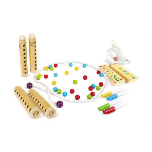 HAPE Bamboo Tube Colorful Bead Desktop Colorful Bead Collection Challenge Memory Game Board Games