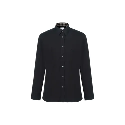 Burberry SS24 Men's Logo Cotton Long Sleeves Shirt Black