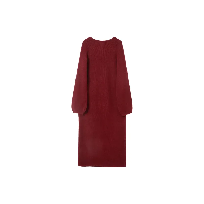 3COLOUR Long Sleeved Dresses Women's Cherry Red-1