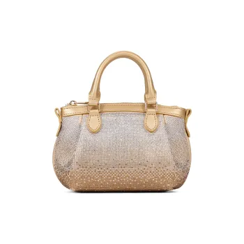 CHRISBELLA Synthetic Leather One Shoulder Handbag Small Size Women's Black/Gold