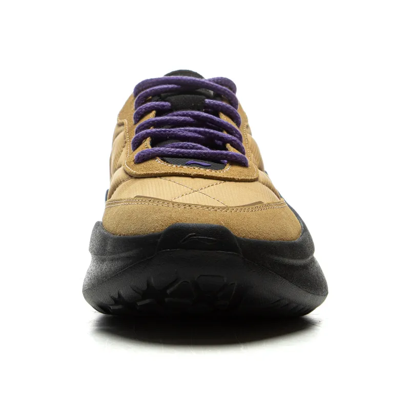 LiNing Cloud Wave Lace Cushioned Anti Slip And Wear Resistant Lightweight Low Top Casual Shoes Men's Curry Yellow-4