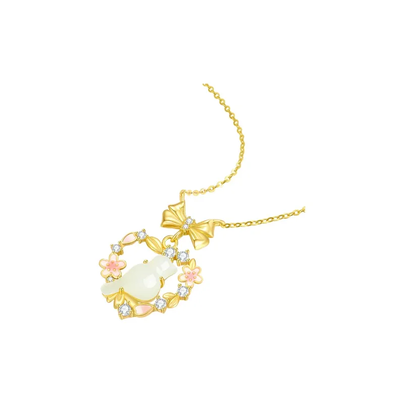 CHOW TAI SENG Necklaces Pale Greenish White Jade Women's-1
