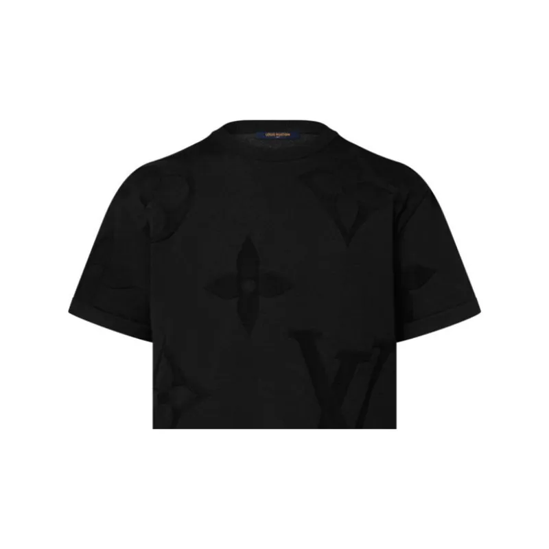 Lv Monogram Short Sleeved Cotton Crewneck-4