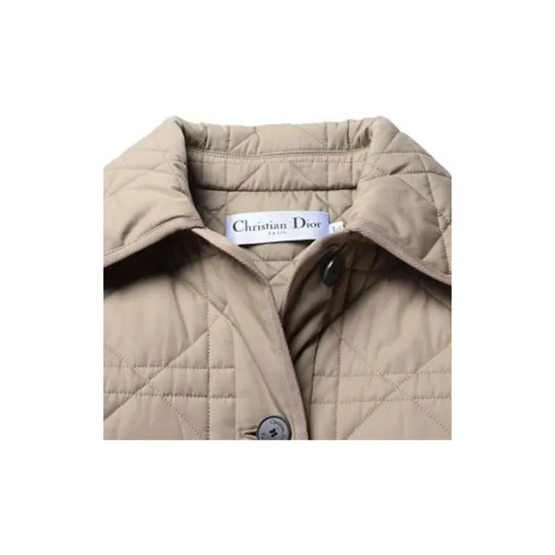DIOR Puffer Jacket Coat Women's Beige Khaki-2