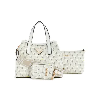 GUESS Artificial Leather Shoulder Bags Handbags Large Size Women's White
