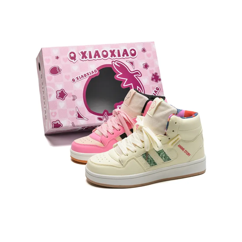 Circle Small Cushioned Anti Slip Wear Resistant Lightweight Height Increasing High Top Casual Shoes Unisex-4
