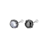 Crown Round Zircon Stud Earrings[White+Black 1 Pair]