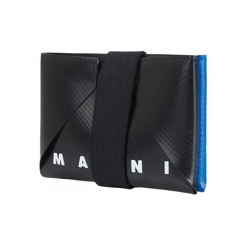 MARNI Fabric Coin Purse, Card Holder Regular Men's Black & Blue-2