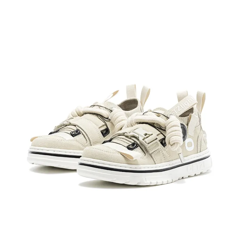 OETZI Ultra light Series 1 Anti Slip Wear Resistant Low Top Skateboard Shoes Unisex Beige-1