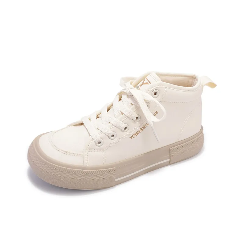 SNXR Non slip Wear resistant Shock Absorption High Top Canvas Shoes Women's Beige-2