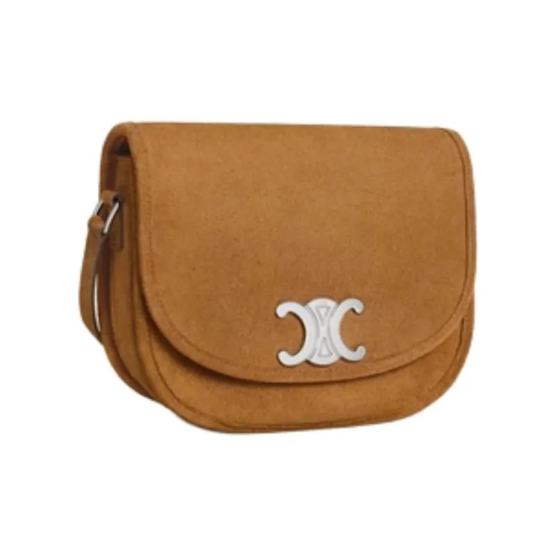CELINE BesaceTriomphe Calfskin Shoulder Bag Crossbody Bag Medium Size Men's Brown-1