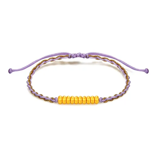LAOMIAO Auspicious, Blessing, Purple Braided String Solid Gold Fixed Price Bracelets Women's