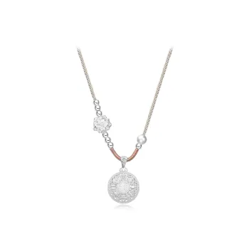 WANLIACC S 990 Silver Eight Treasures Mandala Lotus Necklace Unisex