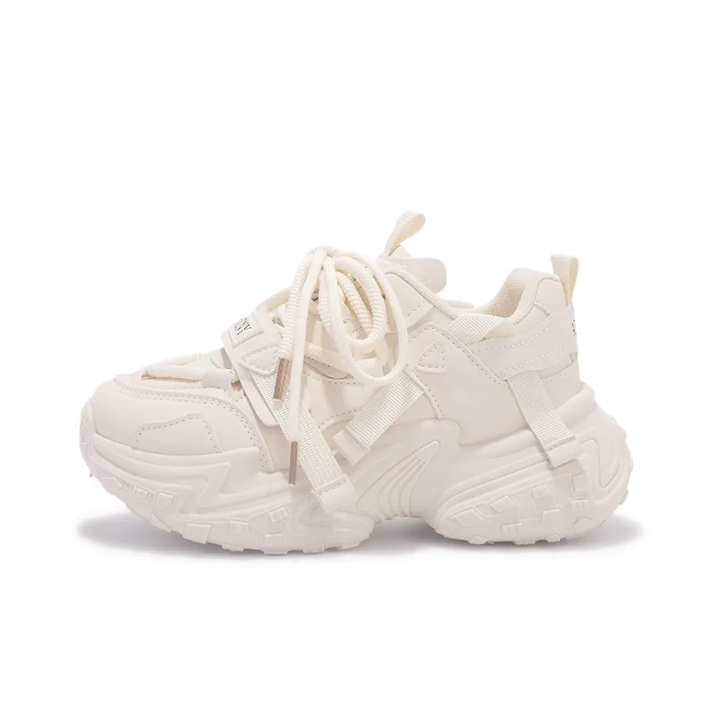 SNXR Anti-Slip Wear-Resistant Waterproof And Breathable Low-Top Chunky Sneakers Women's Beige-116