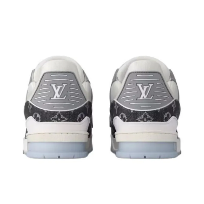 LOUIS VUITTON Trainer Low Top Skateboard Shoes Unisex Black White-4