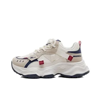 Warrior Breathable Coverage Height Increase Low Top Chunky Sneakers Women's Beige Blue