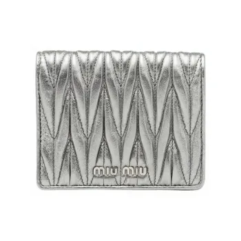 MIU MIU Leather Wallet Unisex Silver