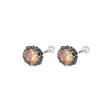 Crown Round Zircon Stud Earrings[Orange 1 Pair]
