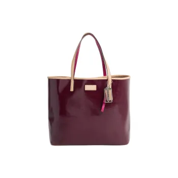 COACH Patent Leather Tote Bag Shopping Bag Handbag Large Size Women's Burgundy