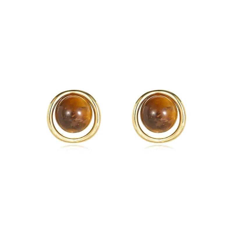 WAW Gold Plated Copper Glass Earrings Women's-0
