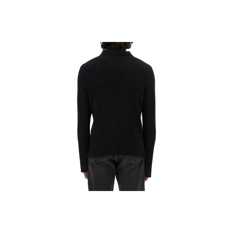 COURREGES Logo Embroidered Knit Polo Shirt-1