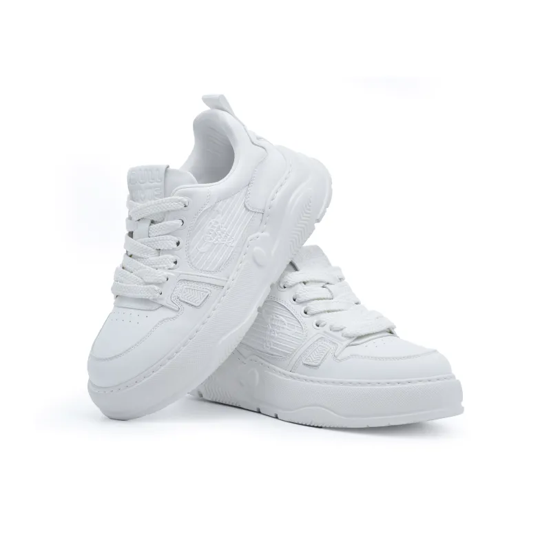 BULLKVIE Low Top Skateboard Shoes Men's White-4