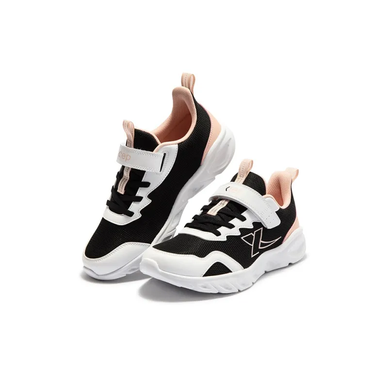 XTEP Anti Slip Wear Resistant Low Top Kids' Running Shoes Black Pink Teenagers-4