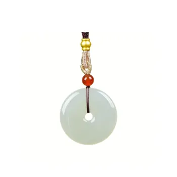 Jing Ruyu Hetian Jade Necklaces Pale Greenish White Jade Unisex