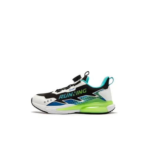 XTEP Anti Slip Wear Resistant Low Top Kids' Running Shoes Black White Lyon Blue Teenagers