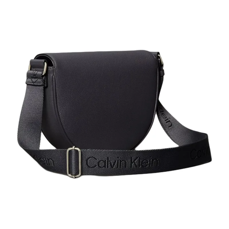 CALVIN KLEIN Imitation Leather Saddle Bag Shoulder Bag Crossbody Bag Women's Gray Black-1