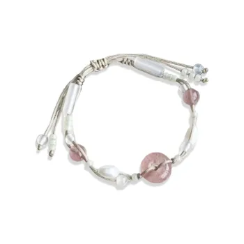 WANLIACC Fabric Peace Buckle Beaded Bracelet Women's