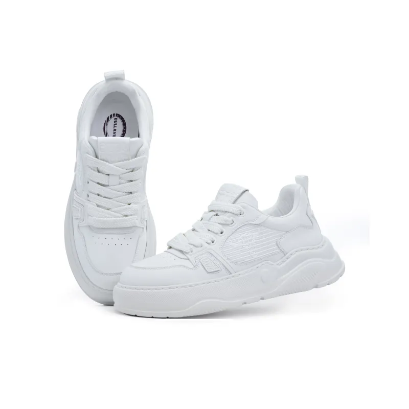 BULLKVIE Low Top Skateboard Shoes Men's White-3